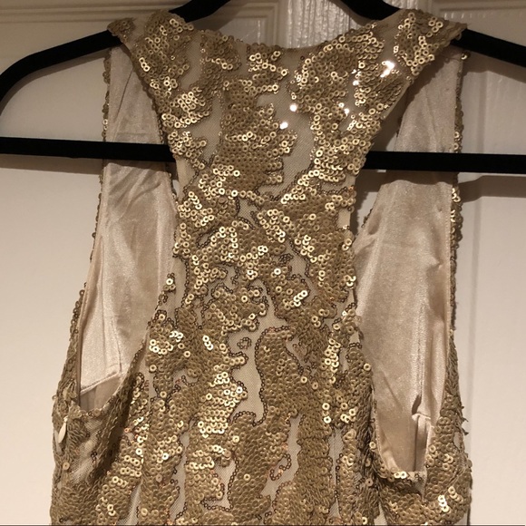 Gold Sequin Racer Back Dress - Picture 6 of 10